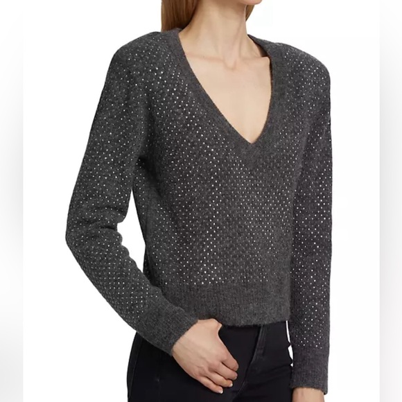 NWT Veronica Beard Pablah V-Neck Embellished Sweater - Picture 2 of 8